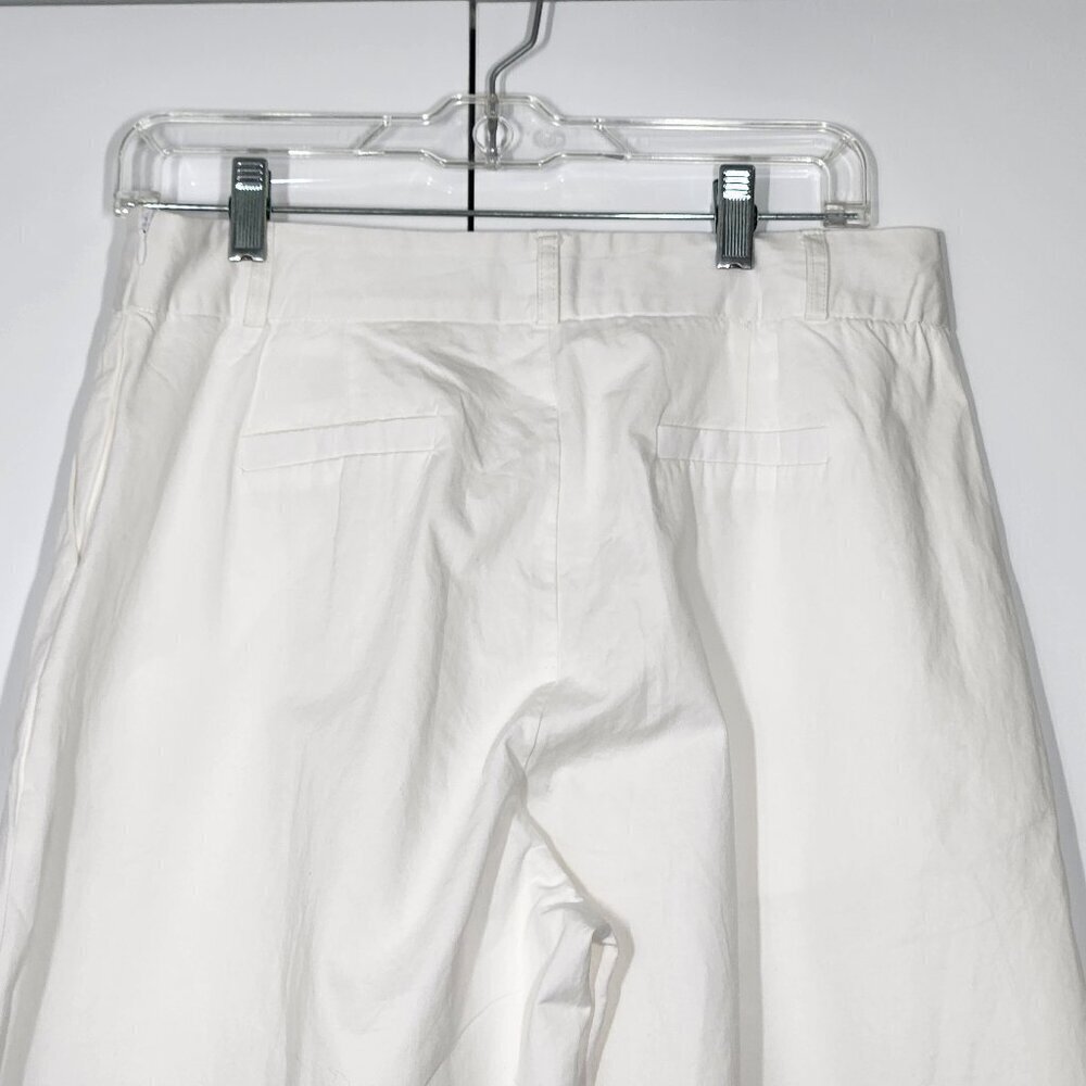 Beulah Wide Leg High Waisted Pleated Front Pants Size L White Cotton Blend - Picture 4 of 6